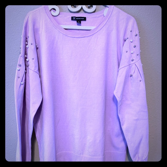 Purple pearl beaded long sleeve top. - Picture 1 of 2